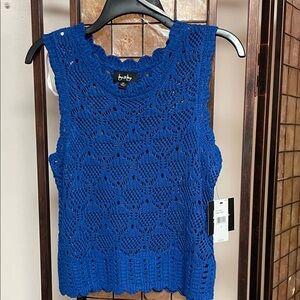 by & by Royal Blue Sleeveless Crochet Top